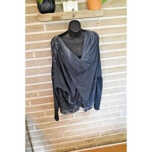 Gretty Zurger Wearable Art Draped Embroidered Lace Detail artsy top Blouse XL